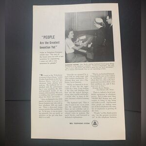 Vintage 1956 Bell Telephone Paeople Are The Greatest Invention Ad Advertisement
